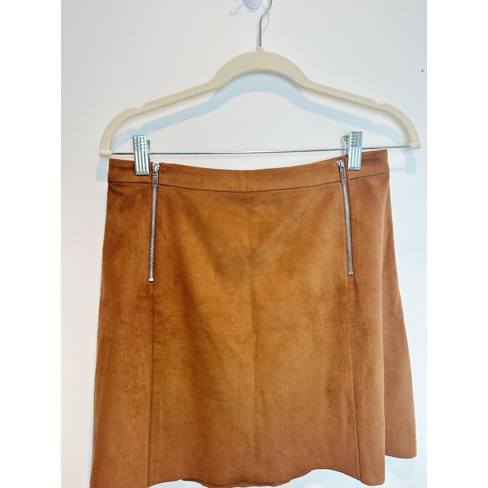 Brown Suede Zip Mini Skirt